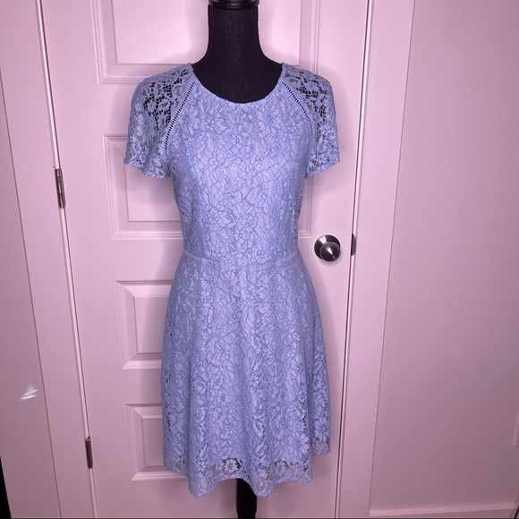 Charles Henry Reglan Sleeve Lace Dress Periwinkle Blue Women's Size Medium - Picture 2 of 8